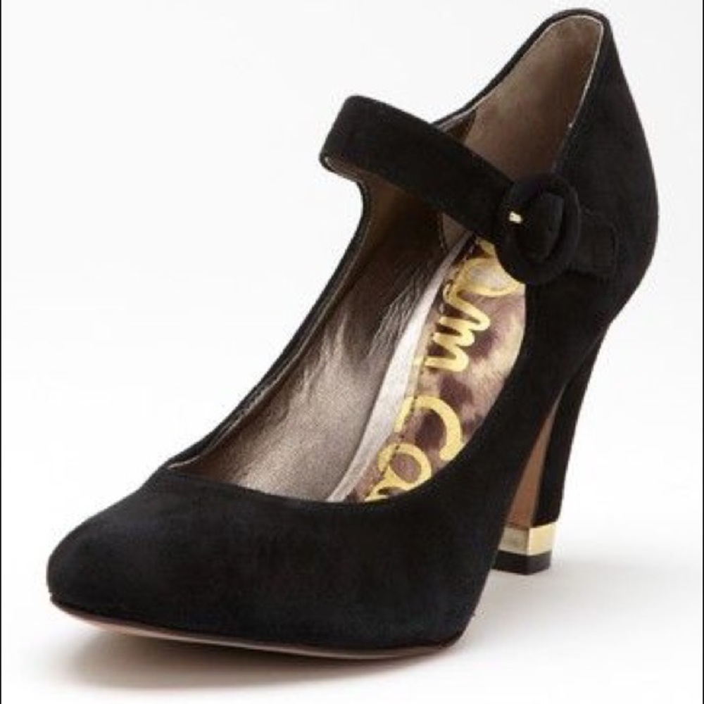 EUC Sam Edelman black suede MaryJane pumps Sz 6.5